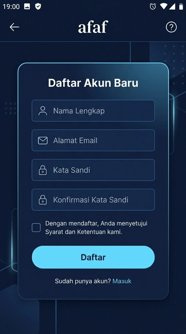 Tampilan halaman daftar afaf