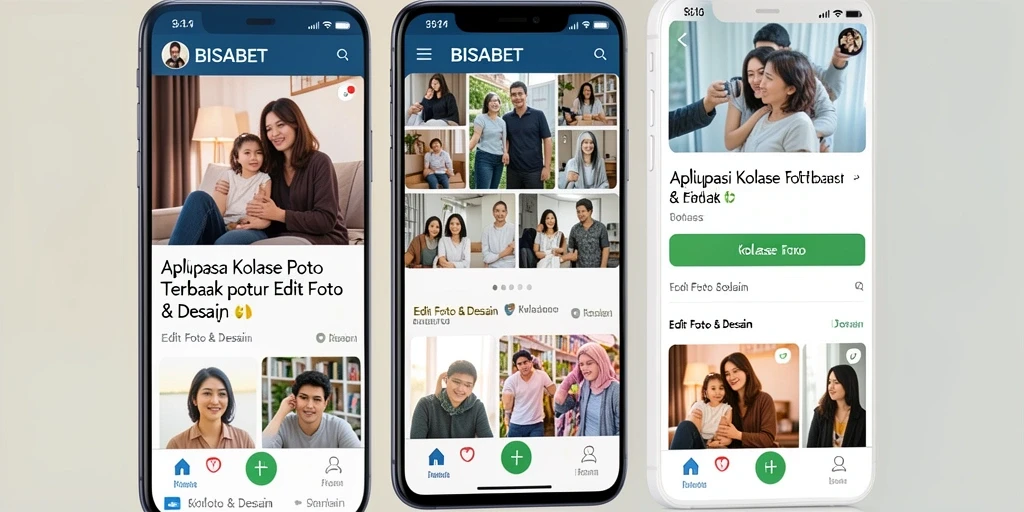 Tampilan antarmuka BISABET dengan berbagai pilihan kolase foto.