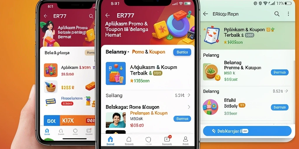 Tampilan antarmuka ER777 dengan berbagai penawaran menarik dan kupon.