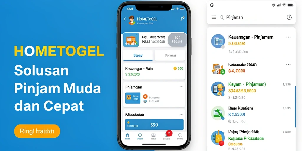 Tampilan antarmuka aplikasi HOMETOGEL untuk pengajuan pinjaman yang sederhana.